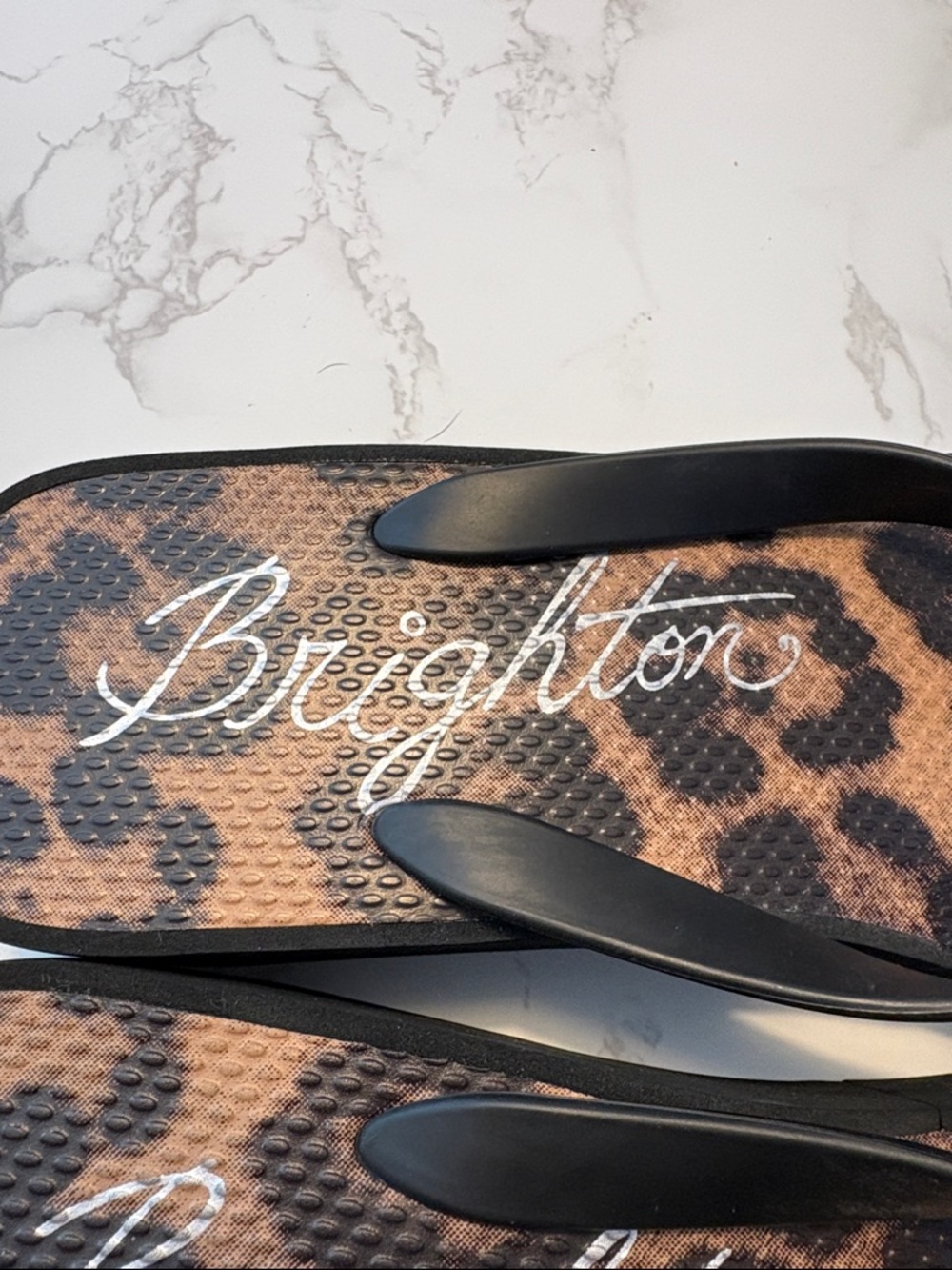 Brighton Leopard Print Wedge Sandals with Rhinestone Detail - Black/Beige- 8? - Picture 2 of 7